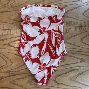 Chic Floral Red and White One Piece Swimsuit